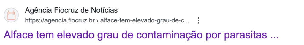 Sintoma de parasitas - contaminação em alimentos frescos