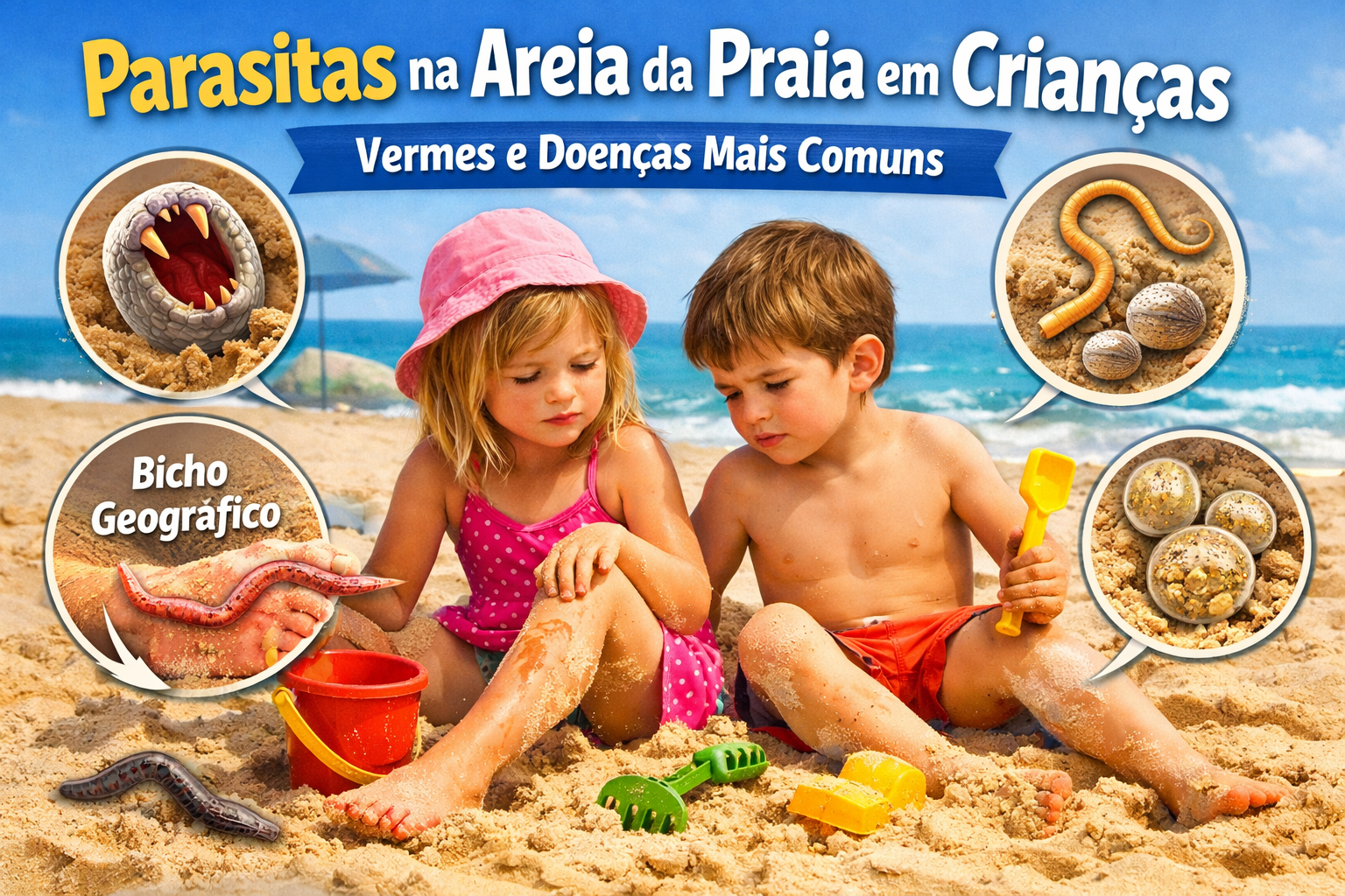 Parasitas na Areia da Praia em Crianças - Vermes e Doenças Mais Comuns